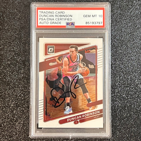 2021-22 Panini Donruss Optic #89 Duncan Robinson Signed Card AUTO 10 PSA Slabbed Heat