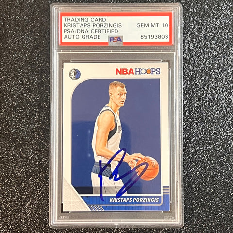 2019-20 Panini Hoops #40 Kristaps Porzingis Signed Card AUTO 10 PSA Slabbed Mavericks