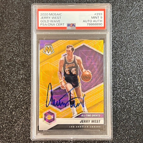 2020 Mosaic Gold Wave #293 JERRY WEST Signed Card MINT 9 AUTO Authentic PSA Slabbed Lakers