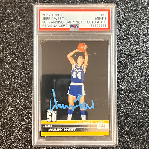 2007 Topps 50th Anniversary Set #48 JERRY WEST Signed Card MINT 9 AUTO Authentic PSA Slabbed Lakers