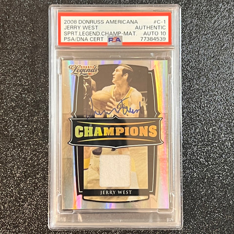 2008 Donruss Americana Sports Legends Championship Material #C-1 JERRY WEST Signed Card Authentic AUTO 10 PSA Slabbed Lakers