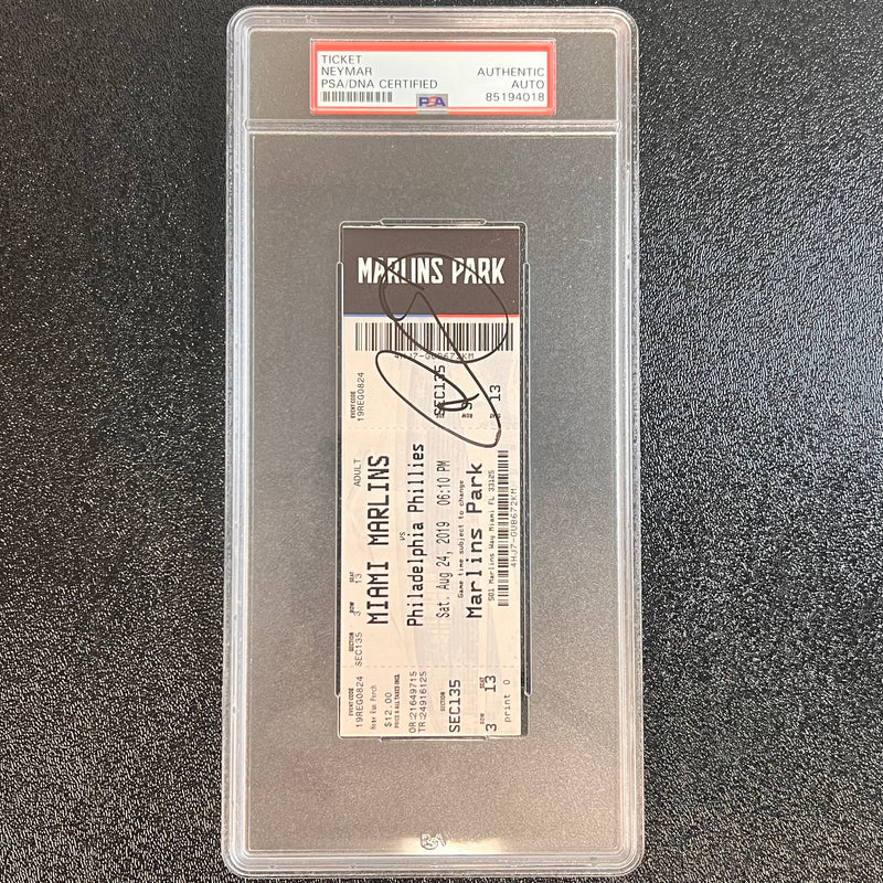 Neymar signed Ticket PSA/DNA Autographed Marlins
