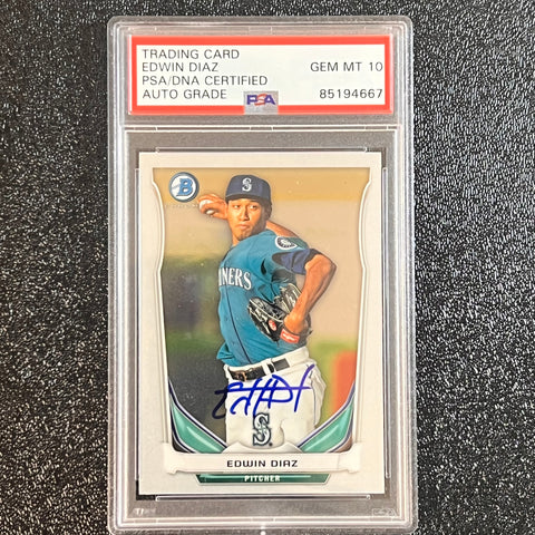 2014 Topps Bowman #BCP15 Edwin Diaz signed card PSA/DNA Auto 10 Mariners Mets Autographed