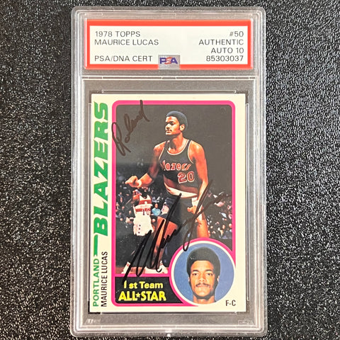 1978 Topps #50 Maurice Lucas Signed Card AUTO 10 PSA Slabbed Blazers