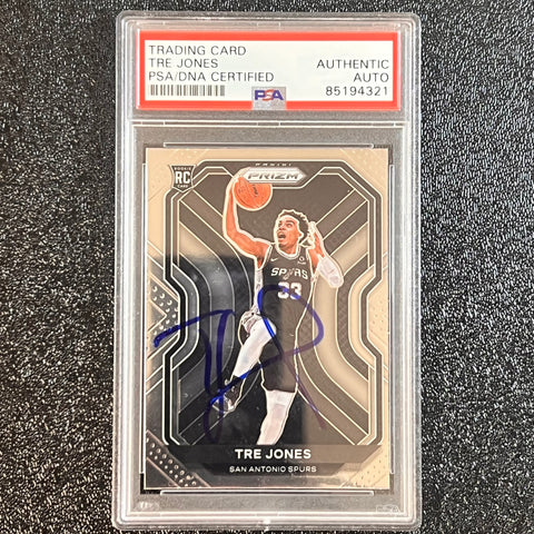 2021 Panini Prizm #291 Tre Jones Signed Card AUTO PSA/DNA Slabbed RC Spurs