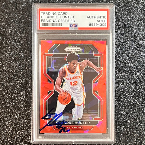 2021-22 Panini Prizm #73 De'Andre Hunter Signed Card AUTO PSA/DNA Slabbed Hawks