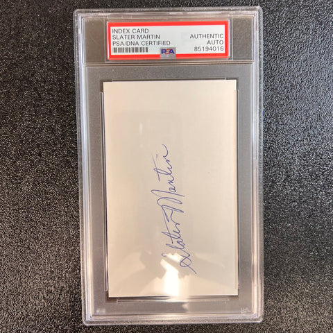 Slater Martin Signed Index Card AUTO PSA Slabbed