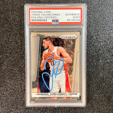 2013-14 Panini Prizm #184 Jonas Valanciunas Signed Card PSA Slabbed Raptors