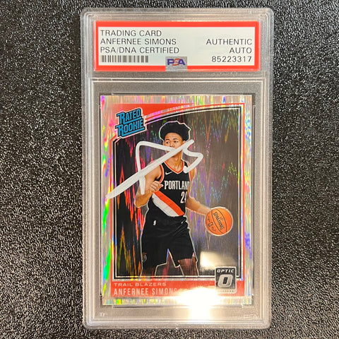 2018 Panini Donruss Optic Rated Rookie #186 ANFERNEE SIMONS Signed Rookie Card AUTO PSA Slabbed RC Blazers