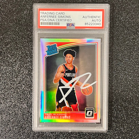 2018 Donruss Optic Rated Rookie #186 ANFERNEE SIMONS Signed Rookie Card AUTO PSA Slabbed RC Blazers