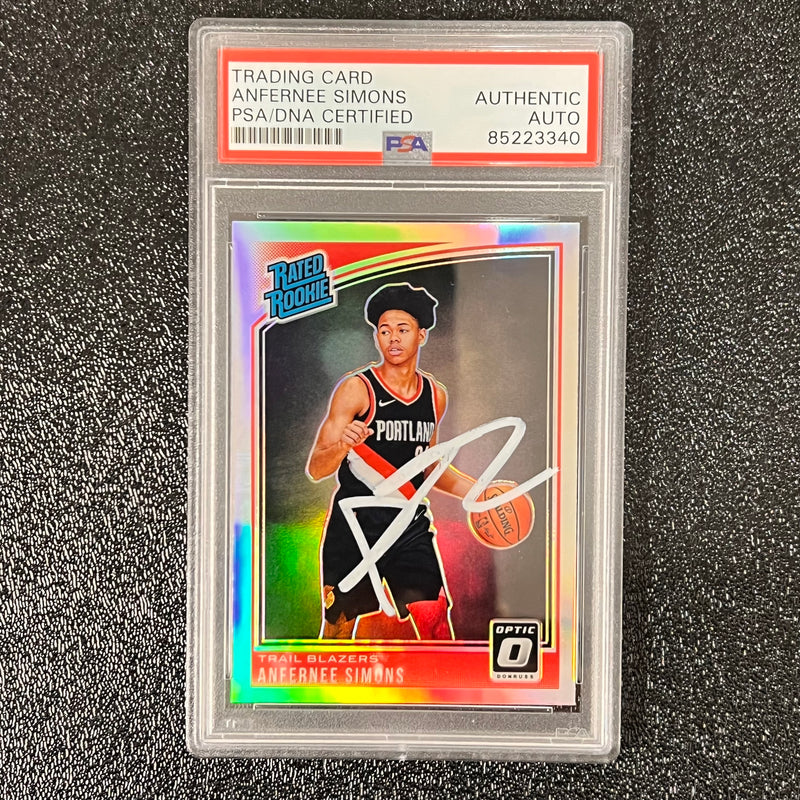 2018 Donruss Optic Rated Rookie #186 ANFERNEE SIMONS Signed Rookie Card AUTO PSA Slabbed RC Blazers