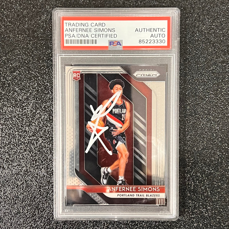 2018 Panini Prizm #61 ANFERNEE SIMONS Signed Rookie Card AUTO PSA Slabbed RC Blazers