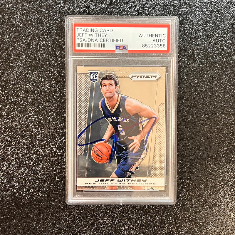 2013-14 Panini Prizm Red #296 Jeff Withey Signed Card AUTO PSA Slabbed RC Pelicans