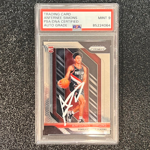 2018 Panini Prizm #61 Anfernee Simons Signed Card PSA Slabbed Auto 9 Trailblazers