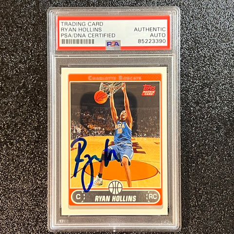 2006 Topps Rookie Card #225 Ryan Hollins Signed Card AUTO PSA Slabbed RC Bobcats