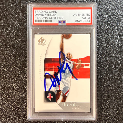 2005-06 Upper Deck #28 David Wesley Signed Card AUTO PSA Slabbed Rockets