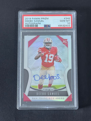 2019 Panini Prizm Silver #346 Deebo Samuel Signed Card Auto 10 PSA Slabbed 49ers