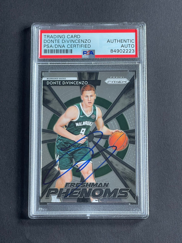 2018-19 Panini Prizm Freshman Phenoms #9 DONTE DIVINCENZO Signed Card PSA/DNA Slabbed Bucks