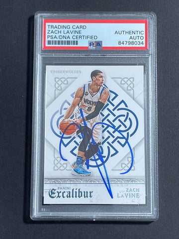 2015-16 Panini Excalibur #45 Zach LaVine Signed Card PSA Slabbed Minnesota Timberwolves