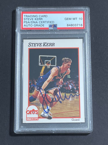 1991 NBA Properties #350 Steve Kerr Signed Card Auto Grade 10 PSA Slabbed Cavaliers