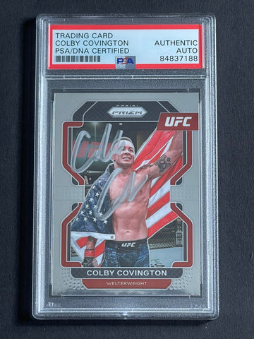 2021 Panini Prizm #121 Colby Covington Signed Card PSA Slabbed UFC