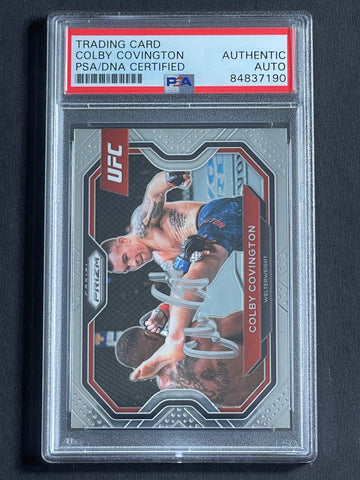 2021 Panini Prizm #116 Colby Covington Signed Card PSA Slabbed UFC