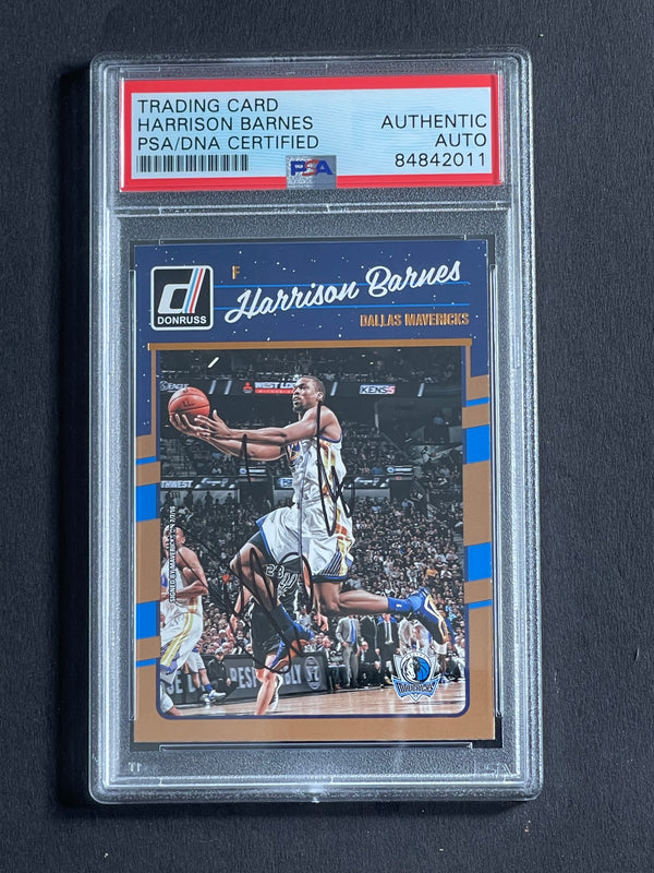 2016-17 Panini Donruss#74 Harrison Barnes Signed Card PSA Slabbed Warriors