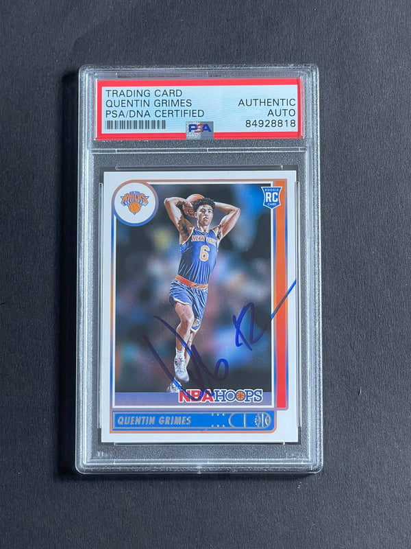 2021-22 NBA Hoops #206 Quentin Grimes Signed Card PSA Slabbed Knicks