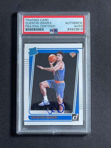 2021-22 Panini Donruss Rated Rookie #216 Quentin Grimes Signed Card PSA Slabbed Knicks