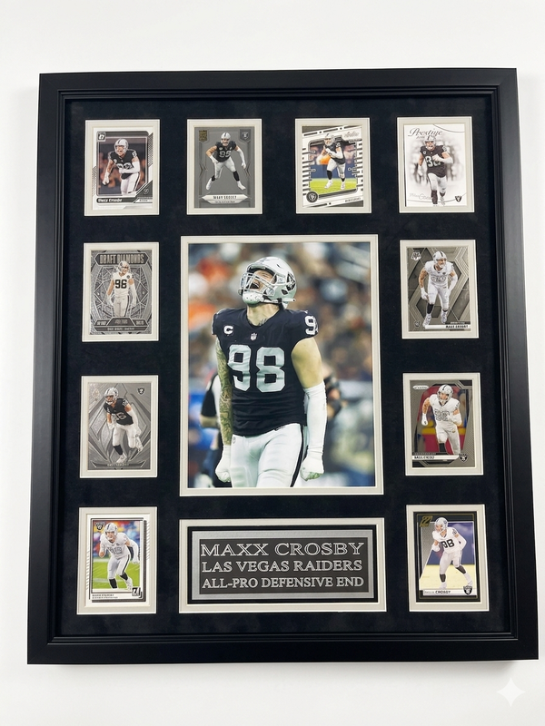 Maxx Crosby 10-Card Custom Framed Display Piece Las Vegas Raiders