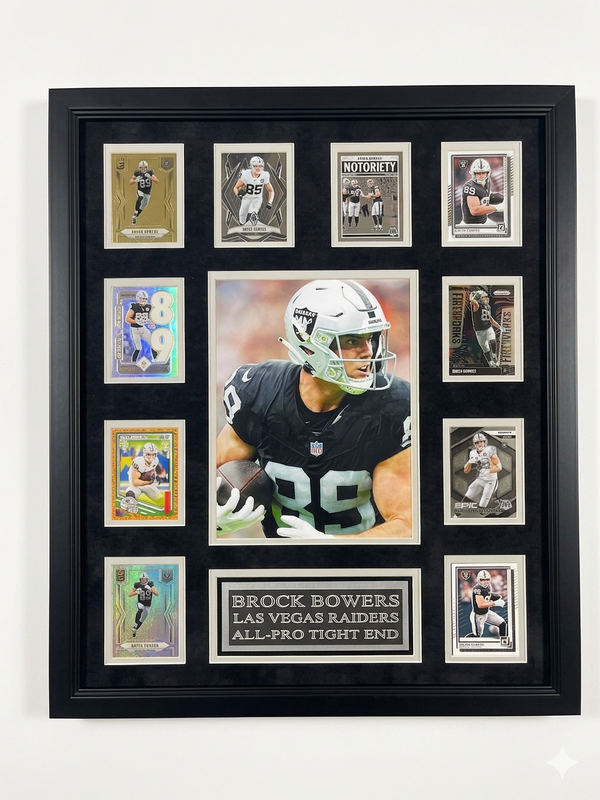 Brock Bowers 10-Card Custom Framed Display Piece Las Vegas Raiders