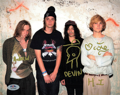 ANDREW BAILIE, DEVIN RUBEN PEREZ and ZACHARY COLE SMITH signed 8x10 photo PSA/DNA Autographed DIIV