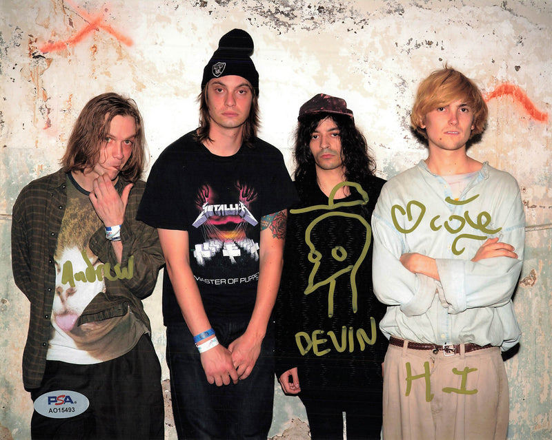 ANDREW BAILIE, DEVIN RUBEN PEREZ and ZACHARY COLE SMITH signed 8x10 photo PSA/DNA Autographed DIIV