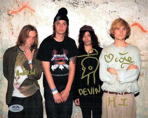 ANDREW BAILIE, DEVIN RUBEN PEREZ and ZACHARY COLE SMITH signed 8x10 photo PSA/DNA Autographed DIIV