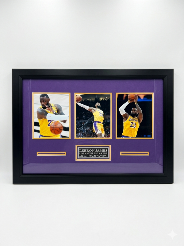 Lebron James 3-Photo Custom Display Frame Los Angeles Lakers