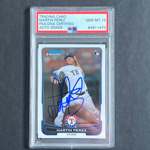 2012 Topps Bowman Chrome #17 Martin Perez Signed Card PSA AUTO 10 Slabbed RC Rangers