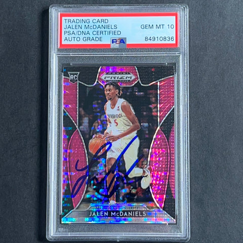2019 Panini Prizm #54 Jalen McDaniels Signed Card AUTO 10 PSA Slabbed Hornets