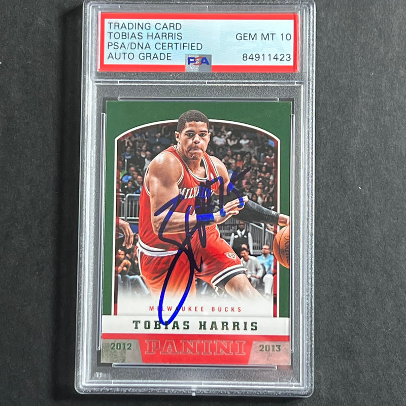 2012-13 Panini Basketball #289 Tobias Harris Signed Card AUTO 10 PSA Slabbed Bucks