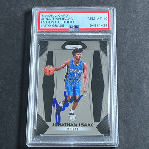 2017-18 Panini Prizm #73 Jonathon Isaac Signed Card AUTO GRADE 10 PSA Slabbed RC Magic