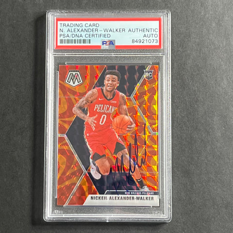 2019-20 Panini Mosaic Orange #205 Nickeil Alexander-Walker Signed Card AUTO PSA Slabbed Pelicans