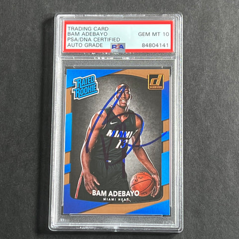 2017-18 Panini Donruss Rated Rookie #187 Bam Adebayo Signed Card PSA Slabbed Auto Grade 10 Heat RC