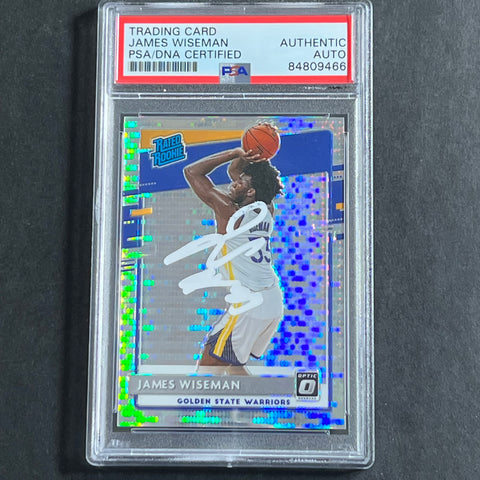 2020 Panini Hoops #152 Green Pulsar JAMES WISEMAN Signed Card PSA Slabbed RC Warriors