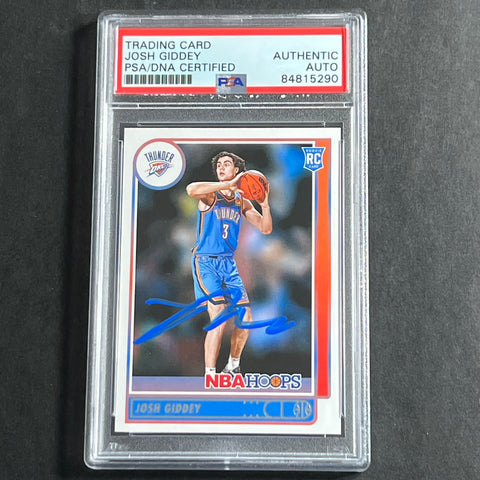 2021-22 NBA Hoops #202 Josh Giddey Signed Card PSA Slabbed RC Thunder