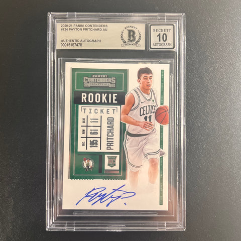 2020 Panini Contenders Rookie Card #124 Payton Pritchard Signed Card Beckett Slabbed RC Celtics