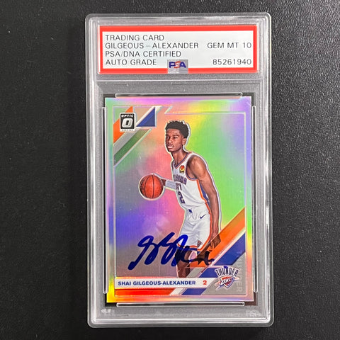 2019-20 Panini Donruss Optic #113 Shai Gilgeous-Alexander Signed Card AUTO 10 PSA Slabbed Thunder