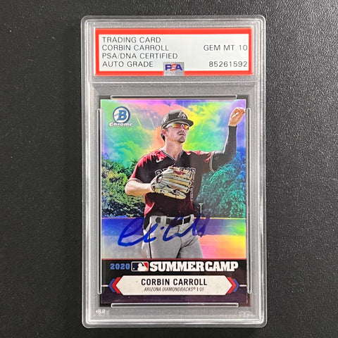 2020 Topps Bowman Chrome Summer Camp #SC-27 Corbin Carroll Signed Card PSA/DNA AUTO 10 Slabbed Arizona Diamondbacks