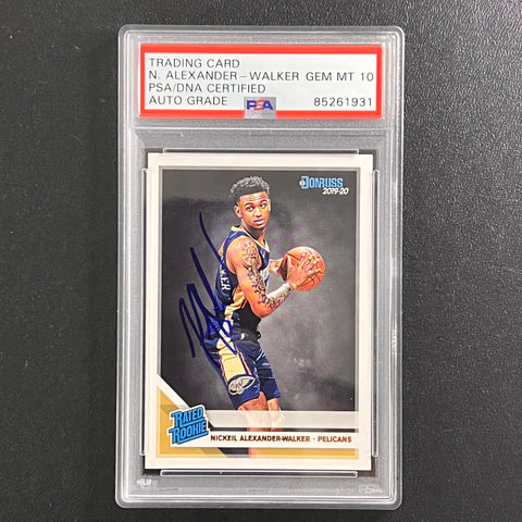 2019-20 Panini Donruss #216 Nickeil Alexander Walker Signed Card AUTO 10 PSA Slabbed RC Pelicans