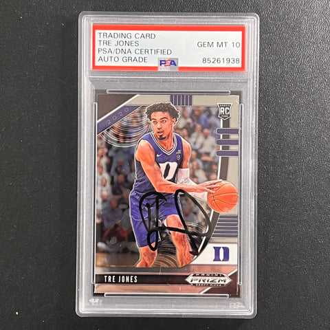 2020 Panini Green Prizm Draft Picks #37 Tre Jones Signed Card AUTO 10 PSA/DNA Slabbed RC Duke