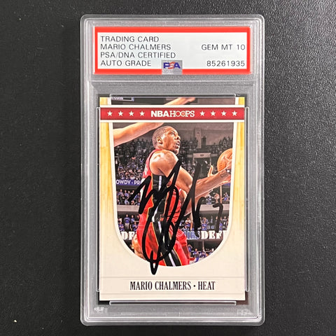 2012 Panini NBA Hoops #116 Mario Chalmers Signed Card AUTO 10 PSA Slabbed Heat