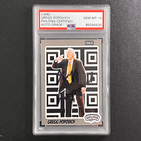 Gregg Popovich Signed Card AUTO 10 PSA Spurs Slabbed